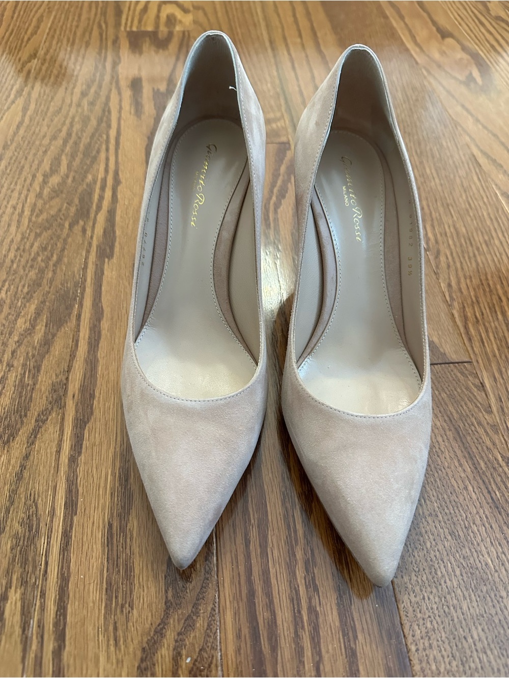 Gianvito Rossi Neutral Beige Suede Pointed Pumps